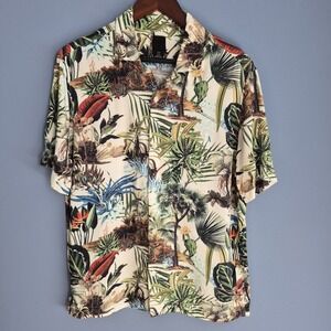 Men's H&M Medium Button Up Polo Shirt Desert Jungle Green
